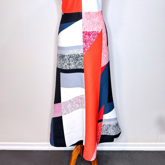 C/MEO COLLECTIVE Maxi Mermaid? Dress SM Colorblock Orange Black High Neck - Picture 5 of 13